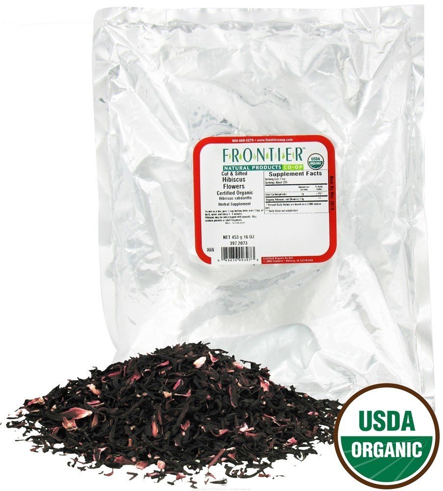 Frontier Co-op Hibiscus Flowers, Cut & Sifted, Certified Organic, Default, Fruity, 16 Oz