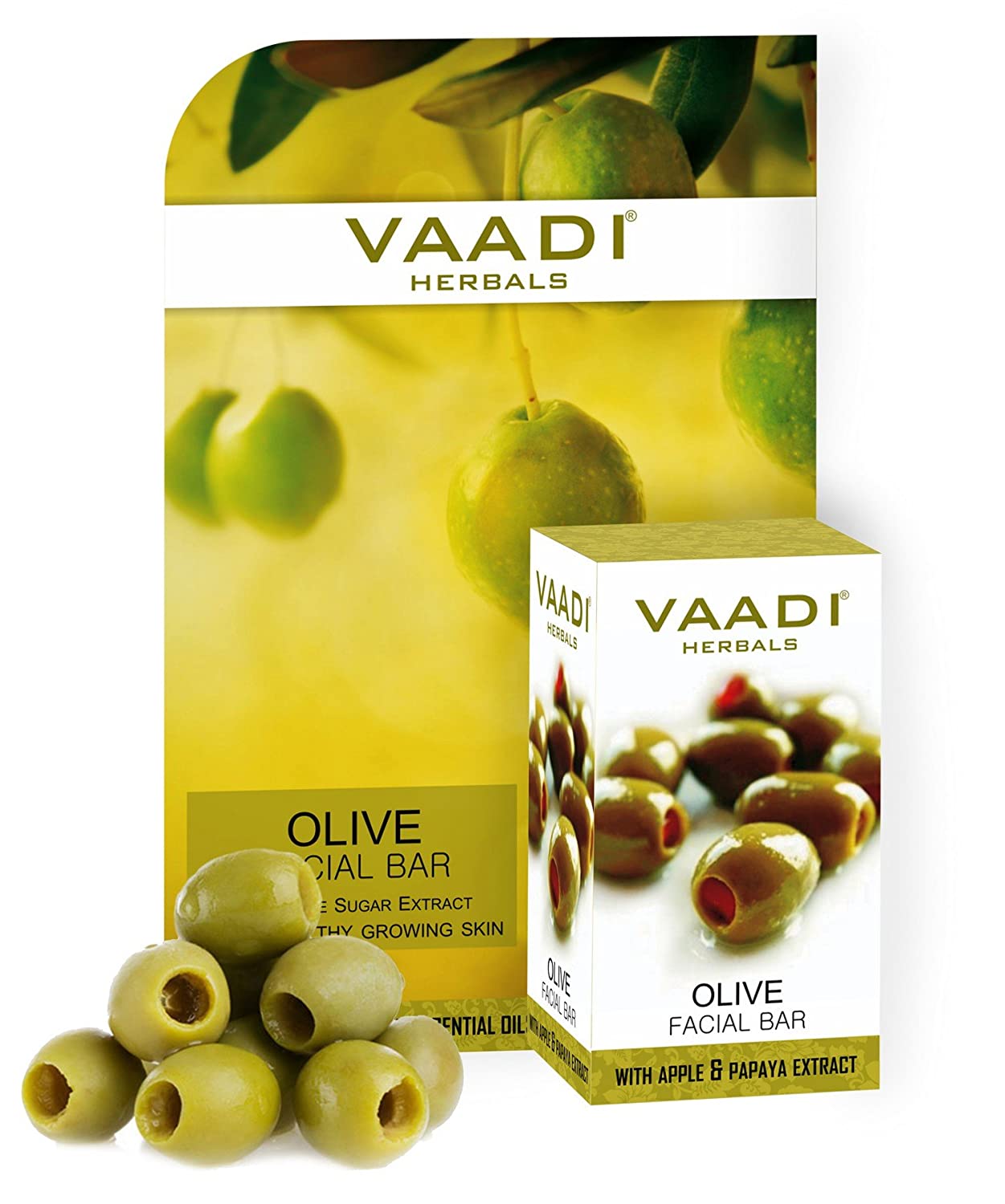 Vaadi Herbals Olive Facial Bar with Cane Sugar Extract, 25g