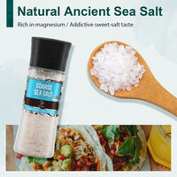 Soeos Black Peppercorns + White Sea Salt + Rainbow Peppercorns + Pink Salt, 9.8oz(277.82g) Spice Total, Plastic Bottle Grinder with Spice Included, Salt and Pepper Set, Grinder Set, Spice Set.