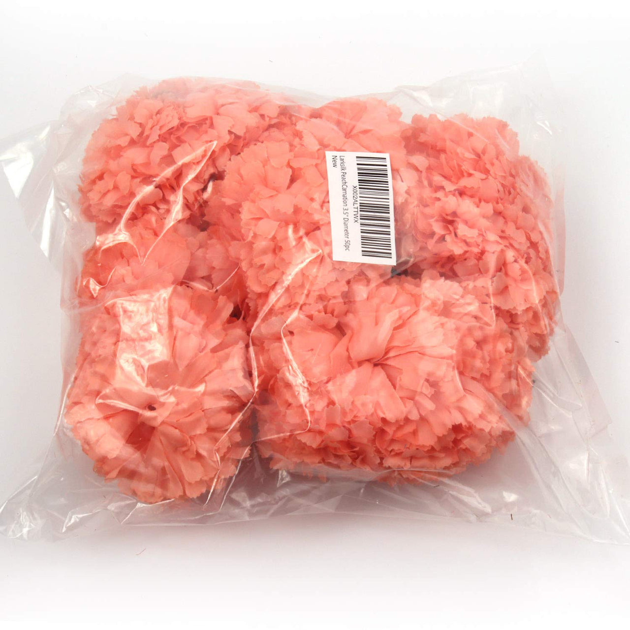 Larksilk Peach Silk Carnation Picks, Artificial Flowers for Weddings, Decorations, DIY Decor, 50 Count Bulk, 3.5" Carnation Heads with 5" Stems