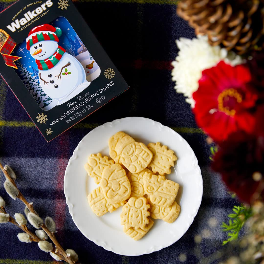 Walker's  Shortbread Snowman Mini Festive Shapes Holiday Box, Pure Butter Shortbread Cookies, 5.3 Oz Box