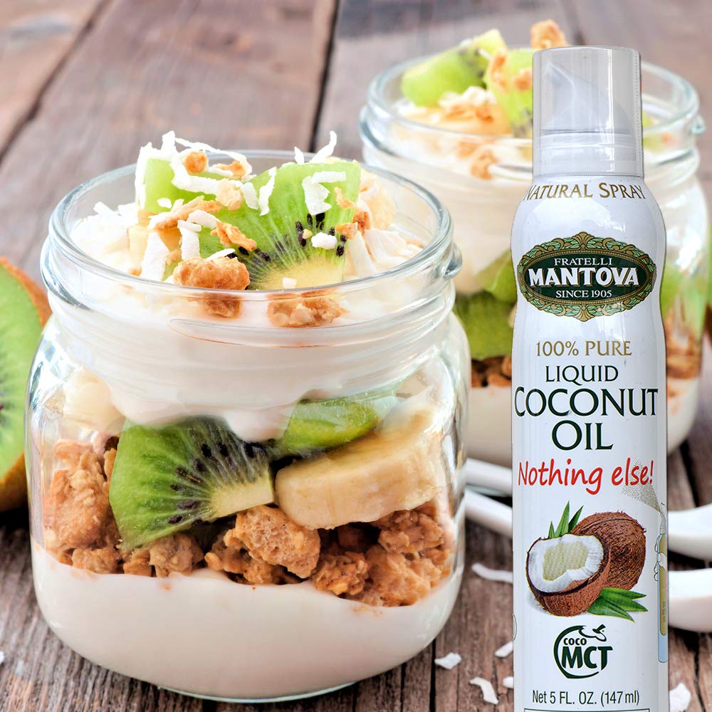 Mantova Coconut Oil, 100% Pure Cooking Oil Spray, perfect for healthy Keto snacks, baking, grilling, seasoning, or cooking, our oil dispenser bottle lets you spray, drip, or stream with no waste, 5 oz