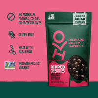 Orchard Valley Harvest Dark Chocolate Dipped Cherries, 1 Pack (8oz), Made With Real Sweetened Cherries, Gluten Free, Non-GMO, Stand Up Bag