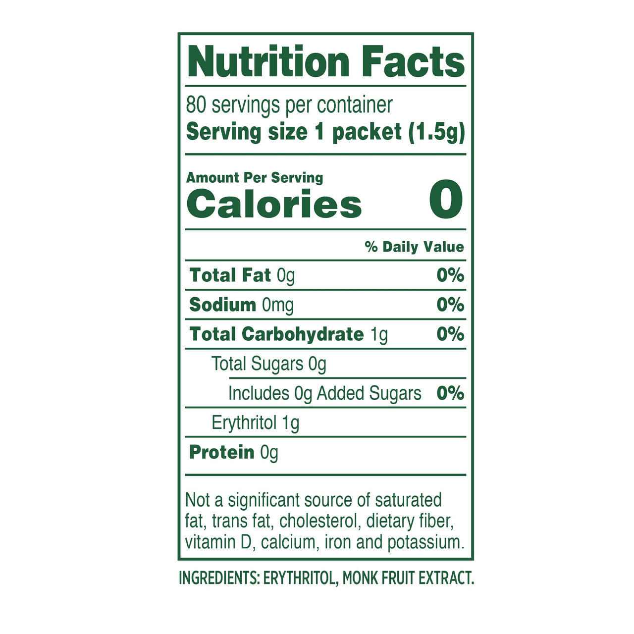 Whole Earth Sweetner Monk Fruit 80ct Packets