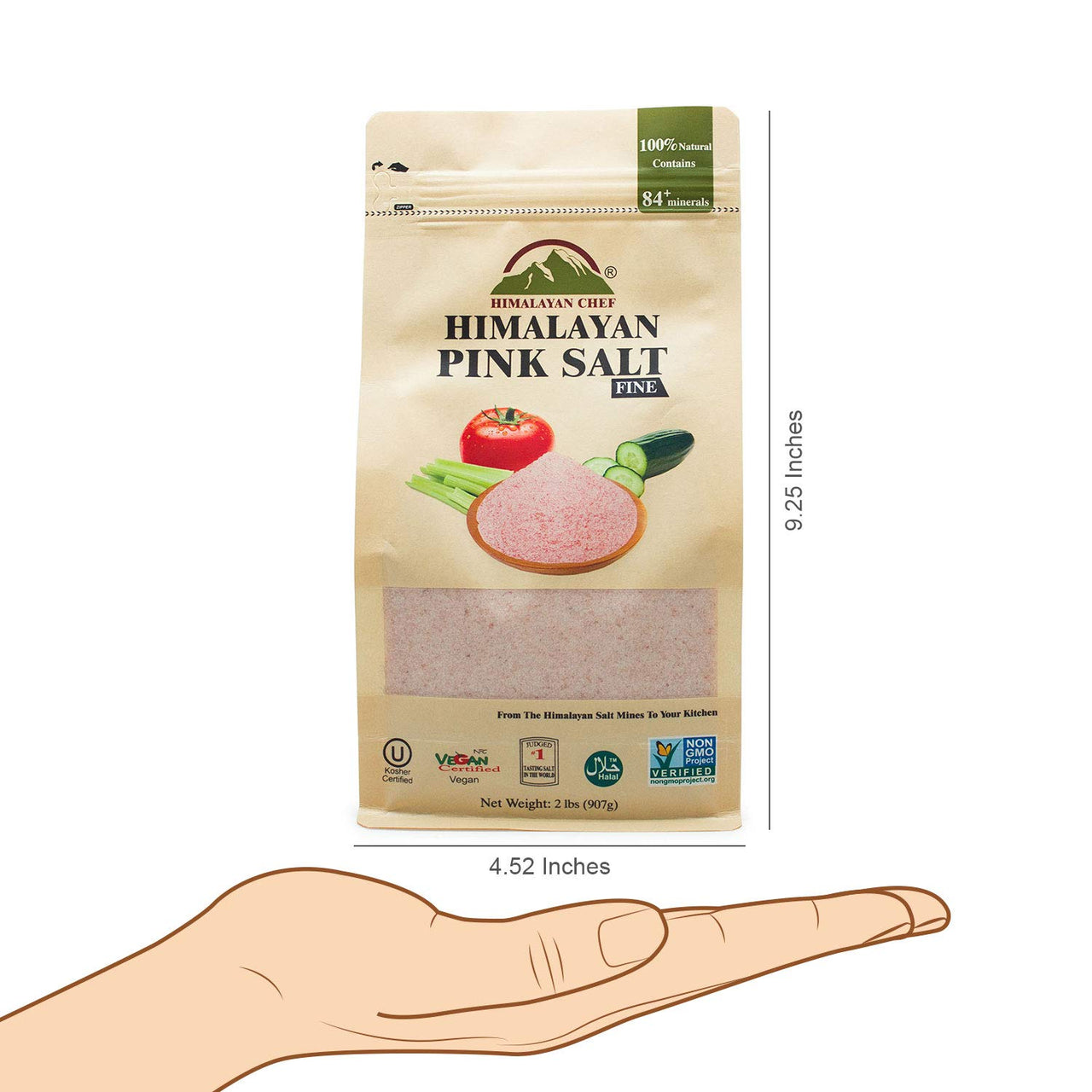 Himalayan Chef Pink Salt Fine, 2 Pounds (Pack of 1)