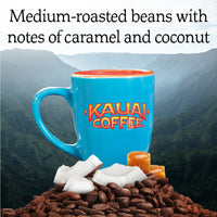 Kauai Hawaiian Ground Coffee, Coconut Caramel Crunch Flavor (10 Ounces) - 10% Hawaiian Coffee from Hawaii's  Largest Coffee Grower - Bold, Rich Blend