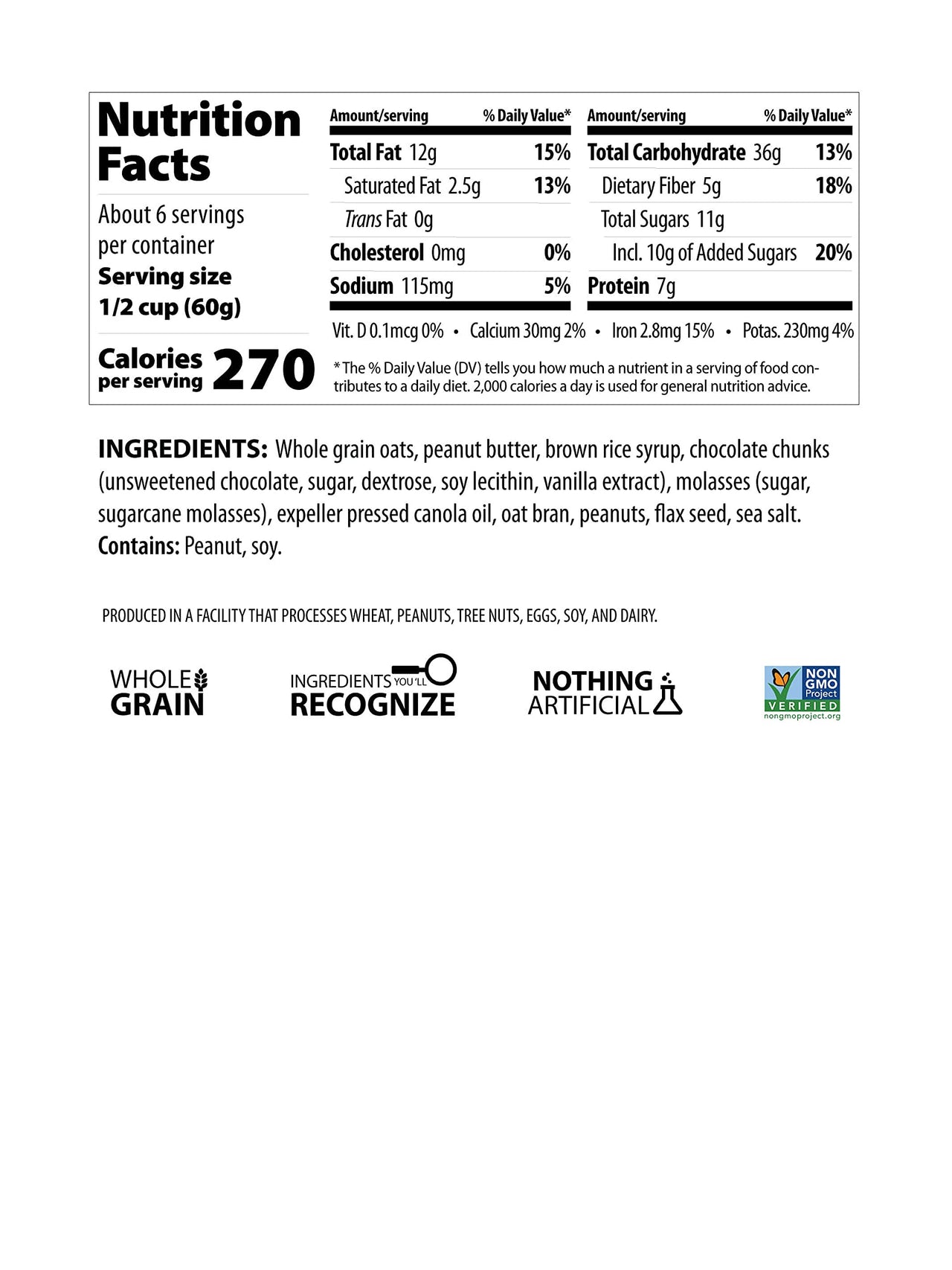 Erin Baker's , Homestyle Granola Peanut Butter Chocolate, Vegan, Ancient Grains, Non-GMO Granola, 12 Oz Bag