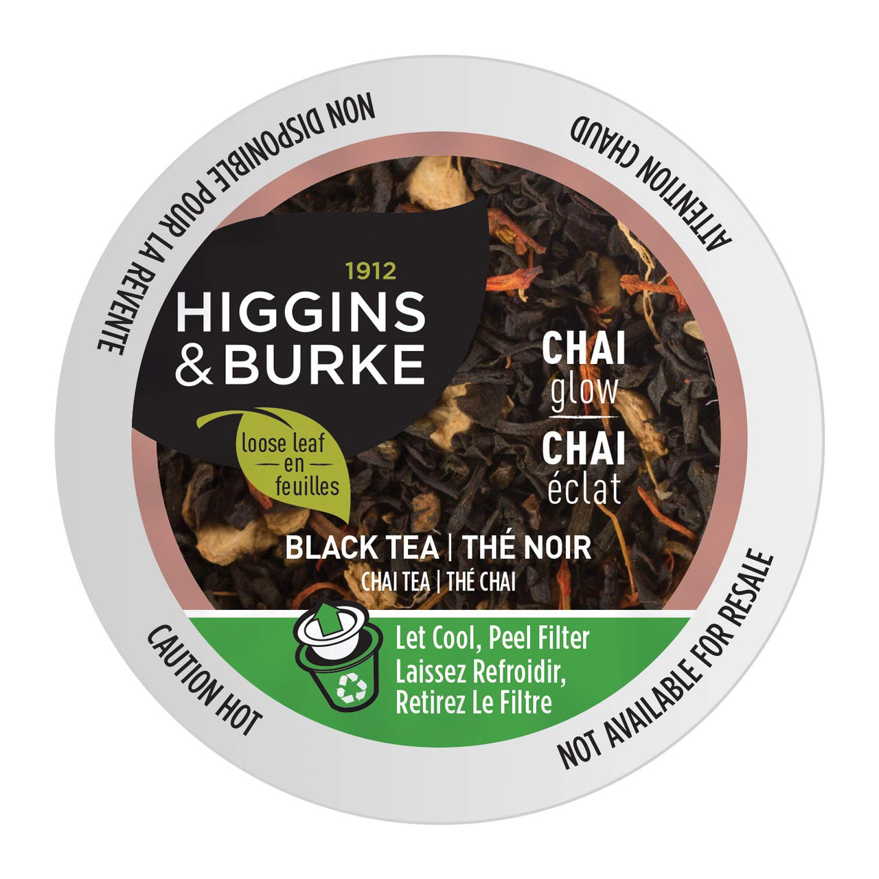 Higgins & Burke Chai Glow, Loose Leaf, Black Tea, Keurig K-Cup Brewer Compatible Pods, 24 Count