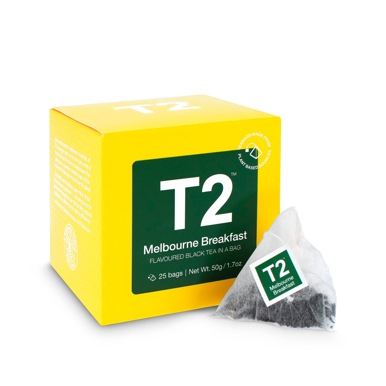 T2 Tea - Melbourne Breakfast Black Tea, 25 Tea Bags in a Box, Sweet Vanilla Flavoured Tea, 50g (B125AE019)