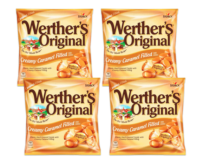 Werther's  Original Creamy Caramel Filled Hard Candies, 2.65oz Bag (Pack of 4)