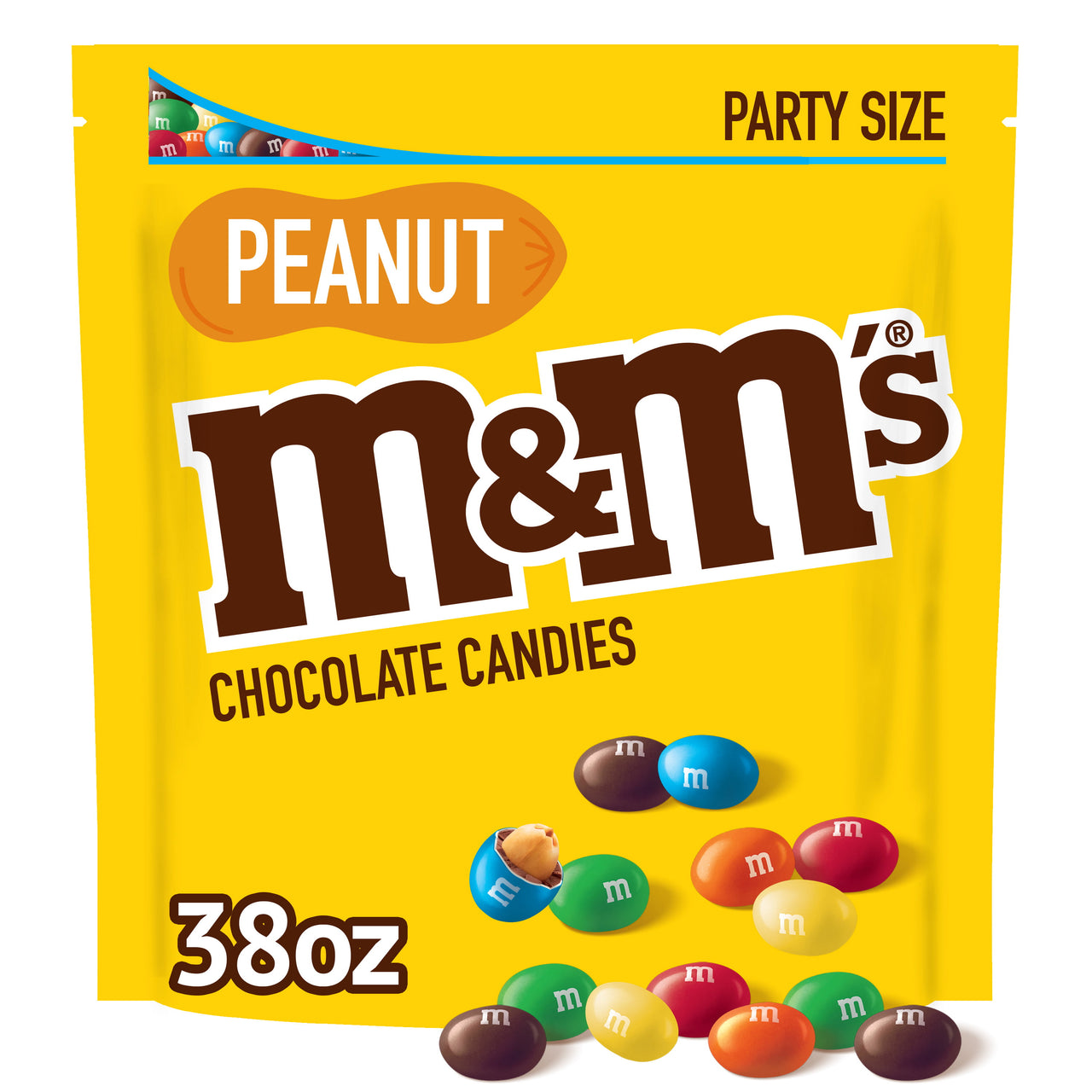 M&M's  Peanut Milk Chocolate Candy, Party Size - 38 oz Bag
