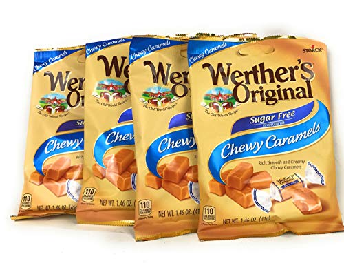Werther's  Chewy Caramels Candies Original Sugar Free, 1.46 Ounce Pack of 4