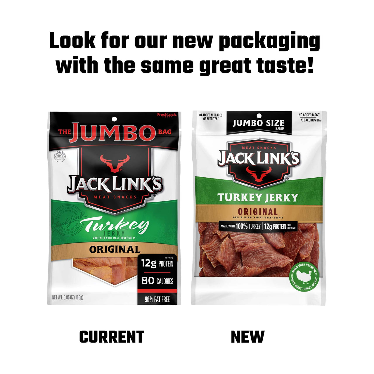 Jack Links Turkey Jerky, Original  Flavorful Meat Snack with 12g of Protein and 70 Calories, Made with 100% Turkey - 96% Fat Free, No Added MSG** or Nitrates/Nitrites, 5.85 oz. Sharing Size Bag