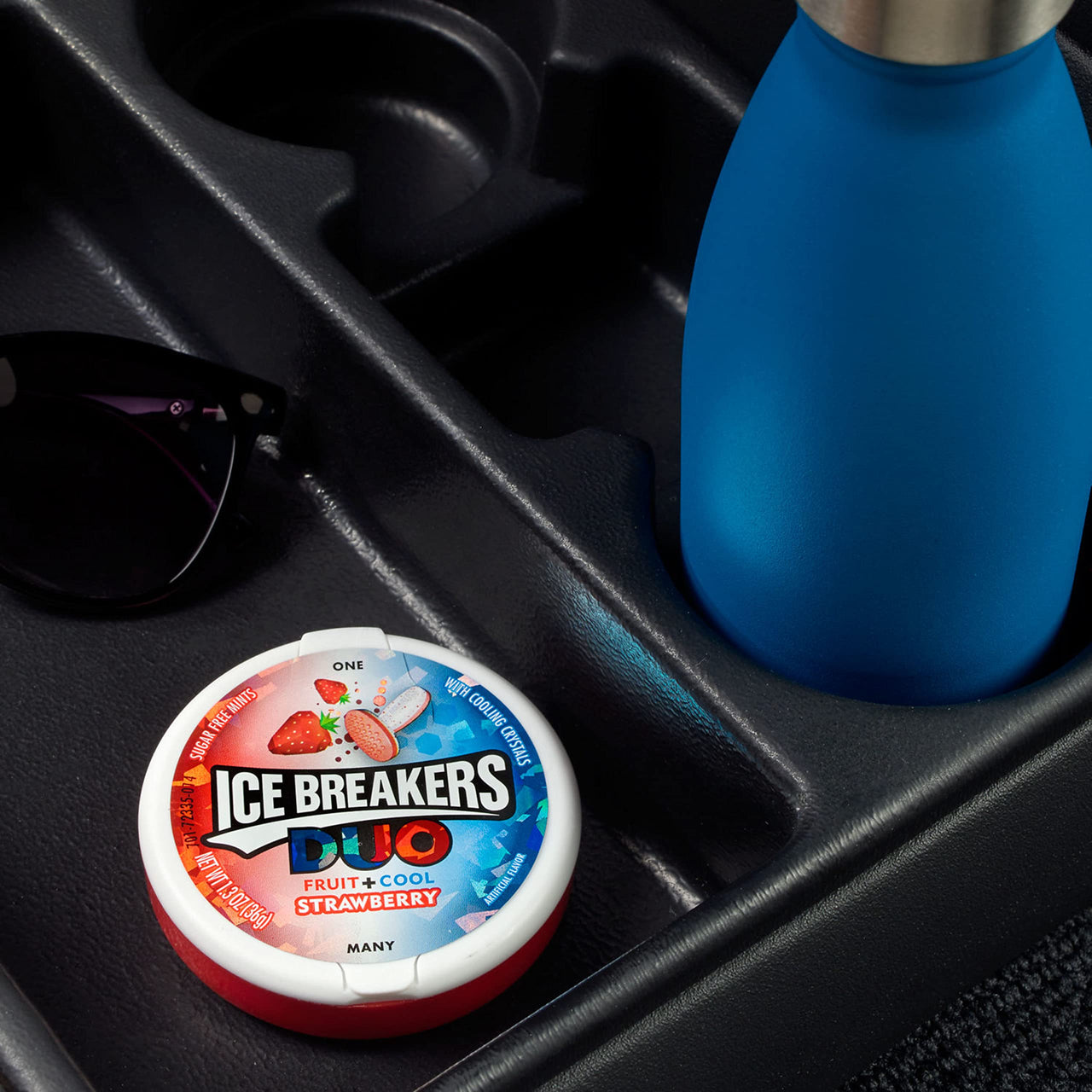 ICE BREAKERS DUO Strawberry Flavored Fruit + Cool, Sugar Free Sugar Free Breath Mints Tins, 1.3 oz (8 Count)