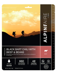 Alpine Black Bart Chili with Beef & Beans Freeze-Dried/Dehydrated Entre Meal Pouch, Just-add-Water, 2-Servings per Pouch, Gluten-Free, 25g of Protein per Serving