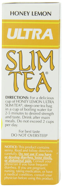 Ultra Slim Tea, Honey Lemon, Caffeine Free, Tea Bags, 24-Count Box, 1.69 Ounce, (Pack of 4)