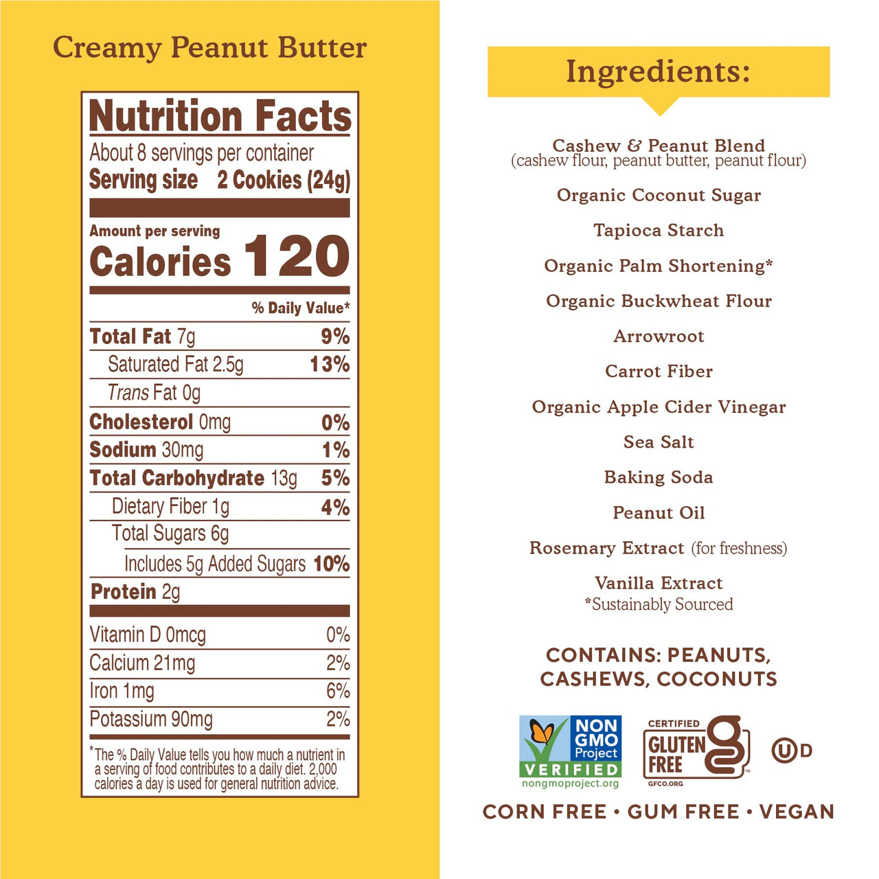 Simple Mills Creamy Peanut Butter Sandwich Cookies - Gluten Free, Vegan, Healthy Snacks, 6.7 Ounce (Pack of 1)