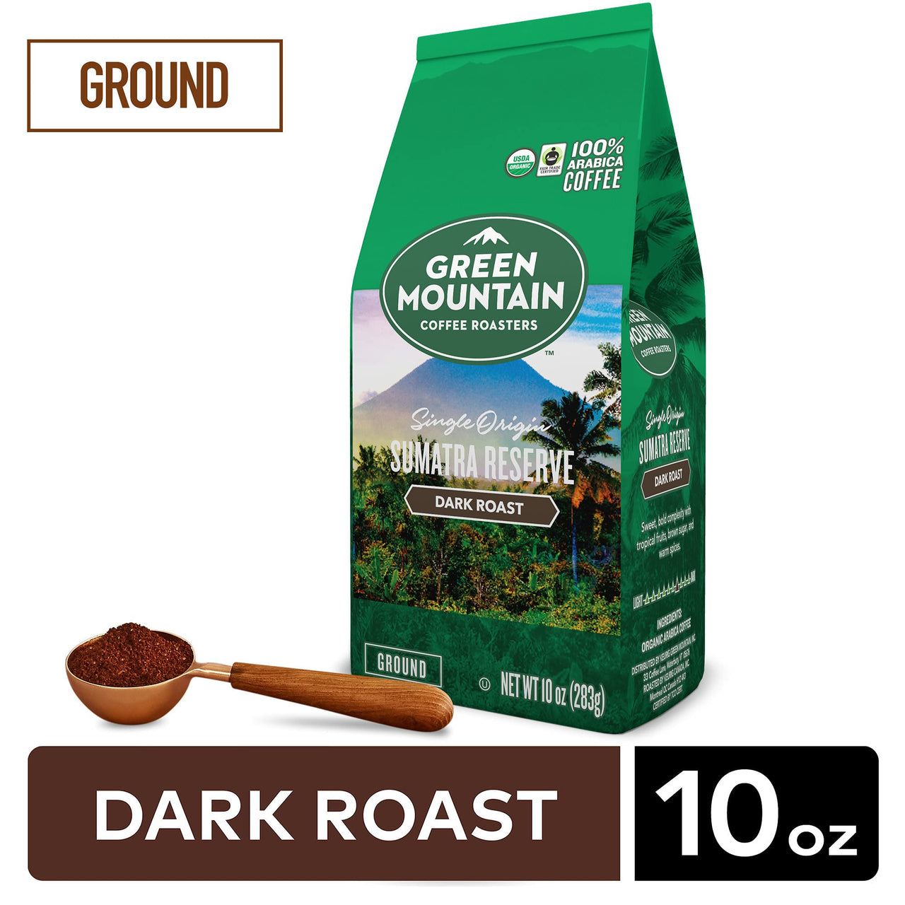 Green Mountain Coffee Roasters Sumatra Reserve, Ground Coffee, Dark Roast, Bagged 10 oz (Package May Vary)