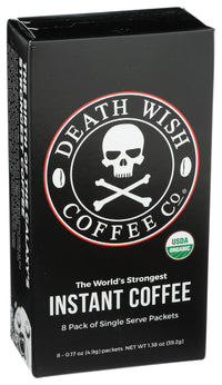Death Wish Coffee Co., Instant Coffee, Single Serve Packets, Net wt. 1.38 Oz (Pack of 8)
