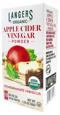 Langer's  Organic Apple Cider Vinegar Powder Sticks, Pomegranate Hibiscus, Pack Of 10, 1 Ounce (Pack of 1)