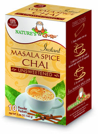 Nature's  Guru Instant Masala Spice Chai Tea Drink Mix Unsweetened 10 Count Single Serve On-the-Go Drink Packets, 5.64 Ounce (Pack of 1) (MCU_FBA)