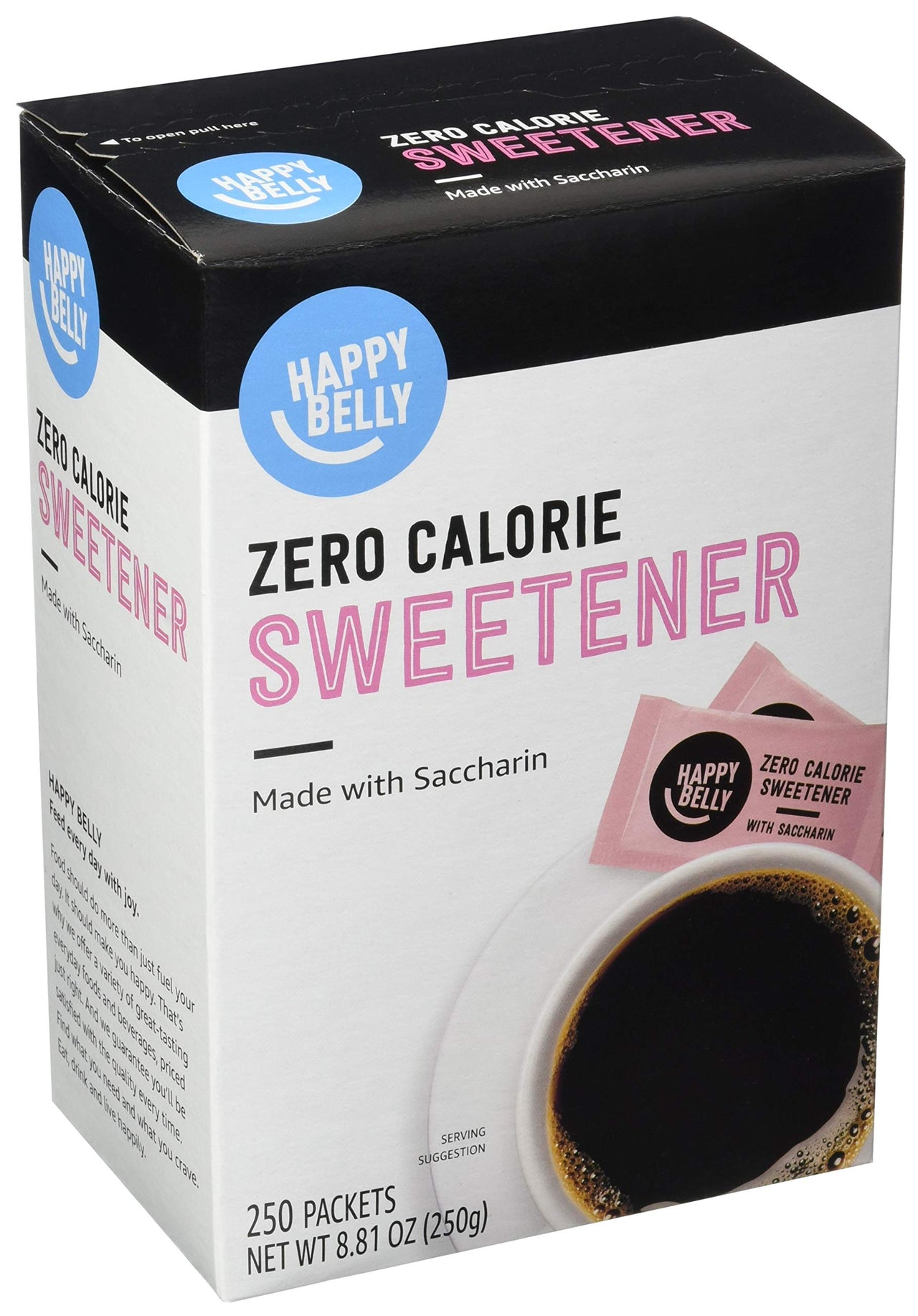 Happy Belly Zero Calorie Pink Saccharin Sweetener, 250 Count