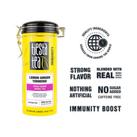 Lemon Ginger Turmeric, Loose Leaf Lemon Ginger Herbal Tea, Non-Caffeinated, Hot & Iced Tea, 5 oz Tin - 50 Cups, Natural Flavors, No Artificials, Herbal Tea Loose Leaf Blend