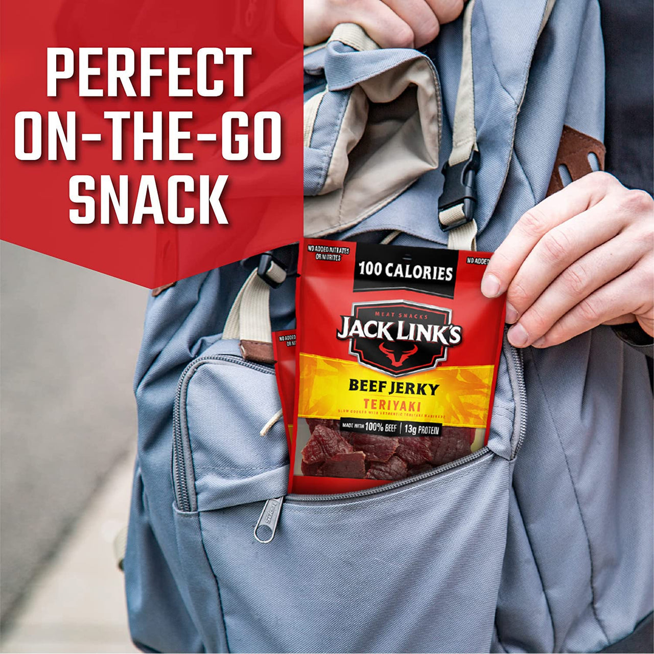 Jack Link's  Beef Jerky Variety Pack Great for Easter Basket Stuffers - Includes Original and Teriyaki Flavors, On the Go Snacks, 13g of Protein Per Serving, 9 Count of 1.25 Oz Bags