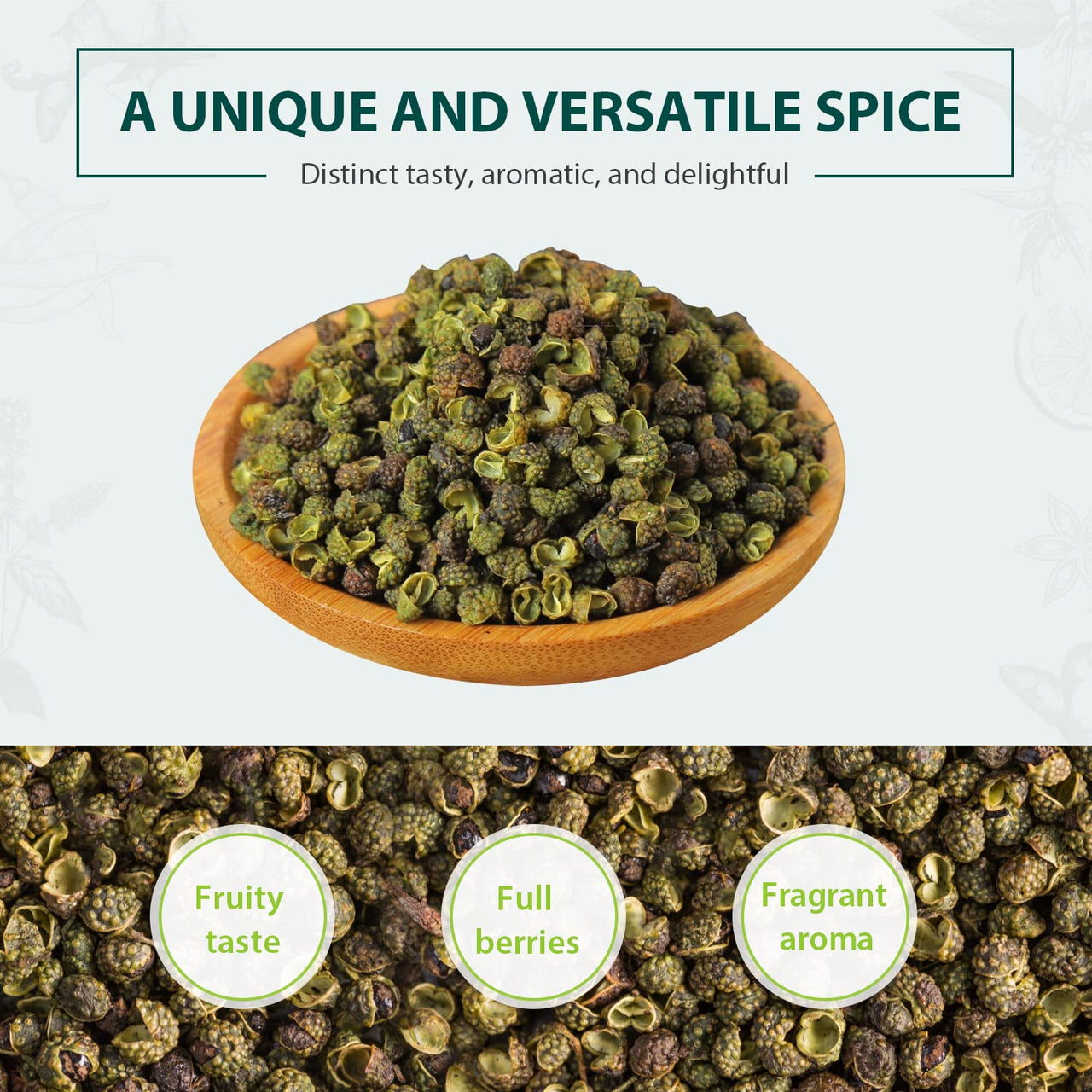 Soeos Authentic Sichuan Grade A Green Sichuan Peppercorns, Less Seeds, Strong Flavor, 4 oz.
