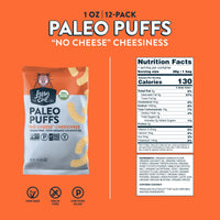 LesserEvil No Cheese Cheesiness Organic Paleo Puffs, Grain Free, Vegan, Minimally Processed, No Vegetable Oil, 1 Oz, Pack of 12