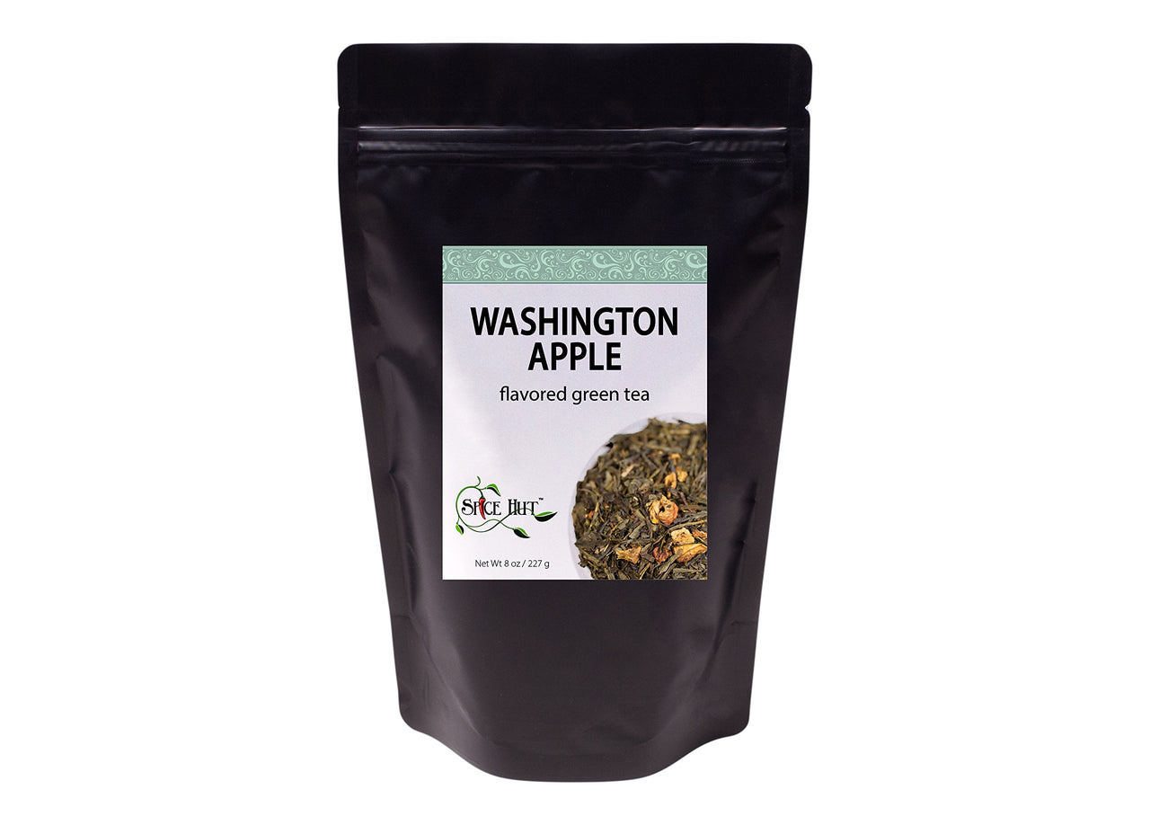 Washington Apple, Loose Leaf Green Tea - Cinnamon-Dried Apples - Caffeinated, Hot & Iced | bulk 8oz, 80-100 cups | The Spice Hut, First Sip of Tea