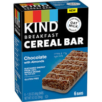 KIND Breakfast Cereal Bars, Gluten Free Snacks, Chocolate with Almonds, 9.3oz Box (6 Bars)