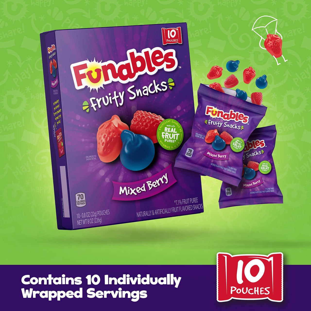 Funables Fruit Snacks, Mixed Berry, 10 Count