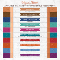 Russell Stover, Assorted Caramels in Milk and Dark Chocolate, Chocolate Gift Box, 9 Ounce