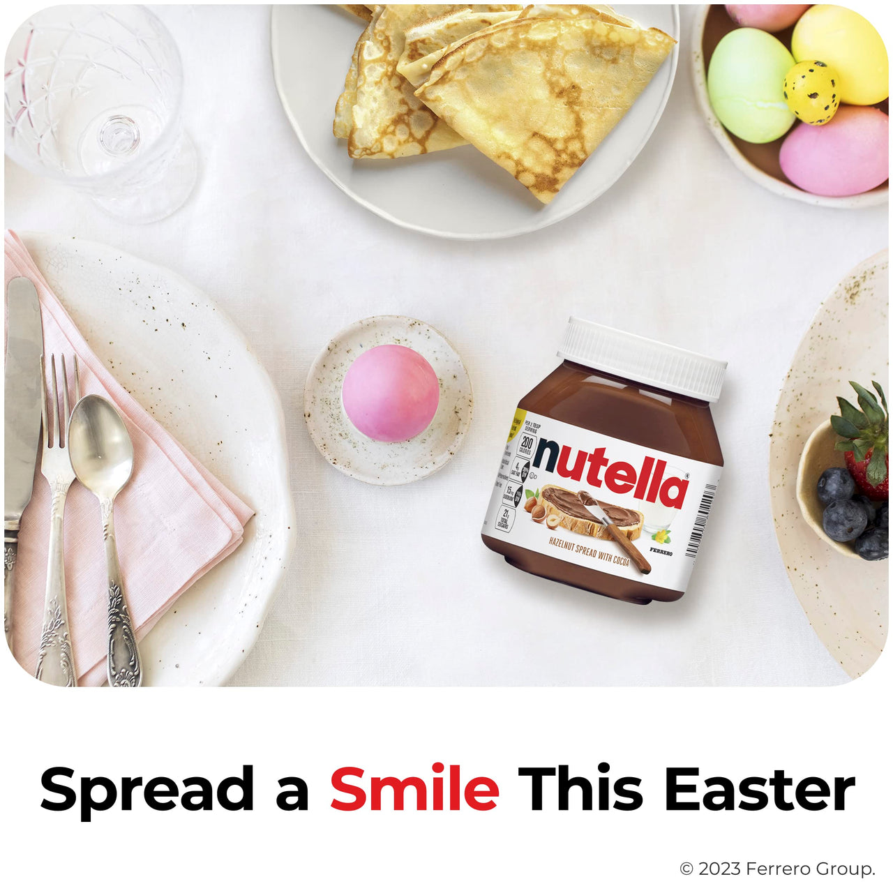 Nutella Hazelnut Spread with Cocoa for Breakfast, Great for Easter Baking, 13 oz Jar