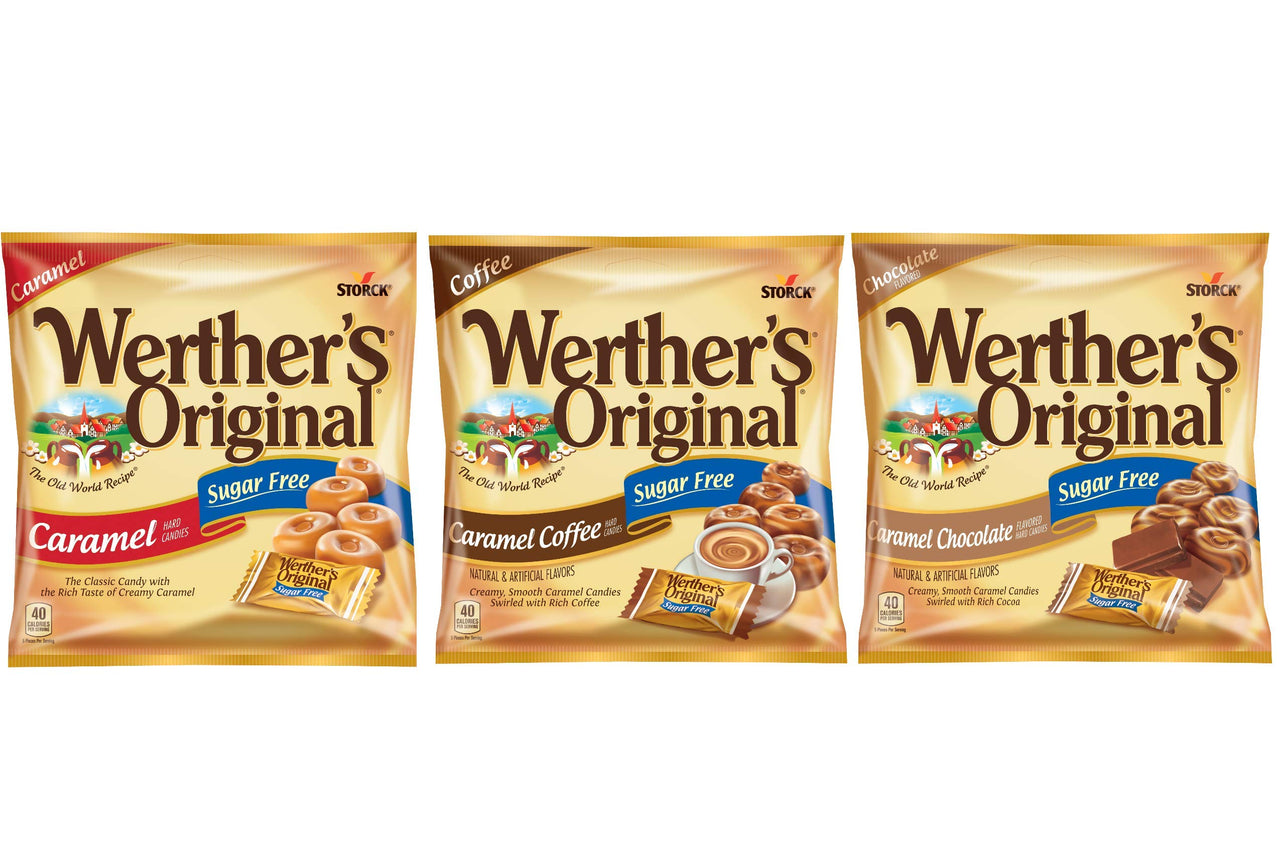 Sugar Free Hard Candy Assortment Caramel Coffee, Caramel, Caramel Chocolate, Pack of 3