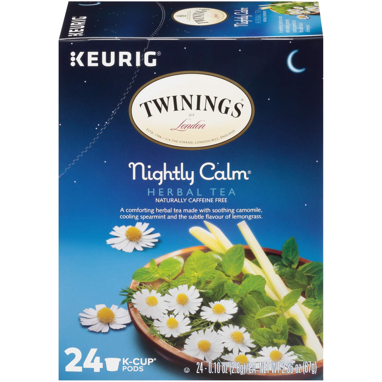 Twinings Nightly Calm Herbal Tea K-Cup Pods for Keurig, 24 Count (Pack of 1)