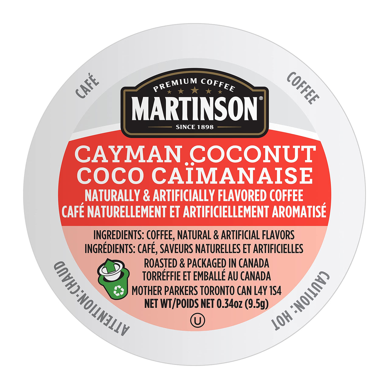 Martinson Single Serve Coffee Capsules, Cayman Coconut, Compatible with Keurig K-Cup Brewers, 24 Count