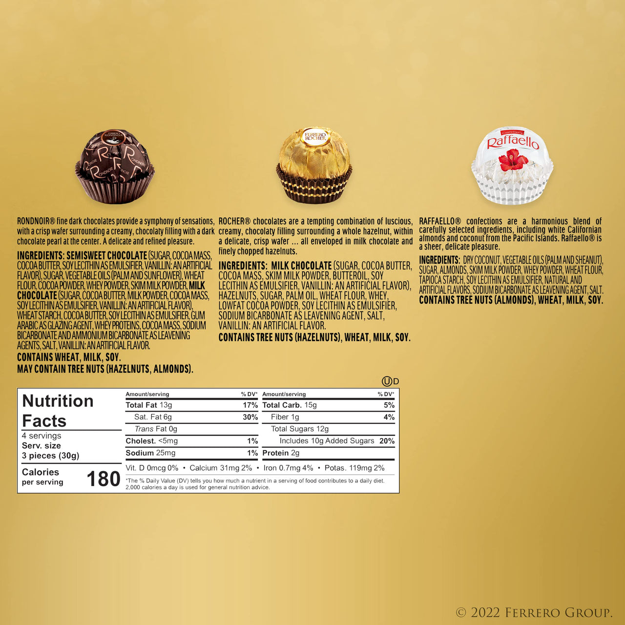 Ferrero Collection Premium Gourmet Assorted Hazelnut Milk Chocolate, Dark Chocolate and Coconut, A Great Easter Gift, 4.6 oz, 12 Count