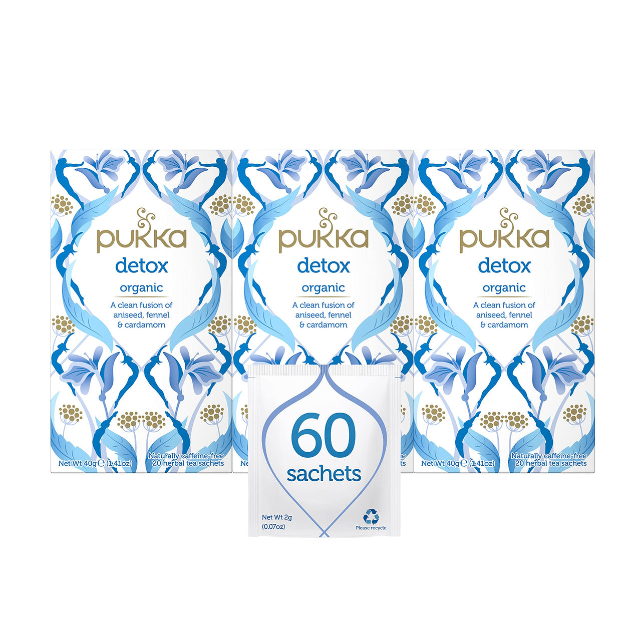 Pukka Organic Detox Tea with Aniseed, Fennel and Cardamom, Perfect for Inner Reset, Pack of 3 (60 Tea Bags)