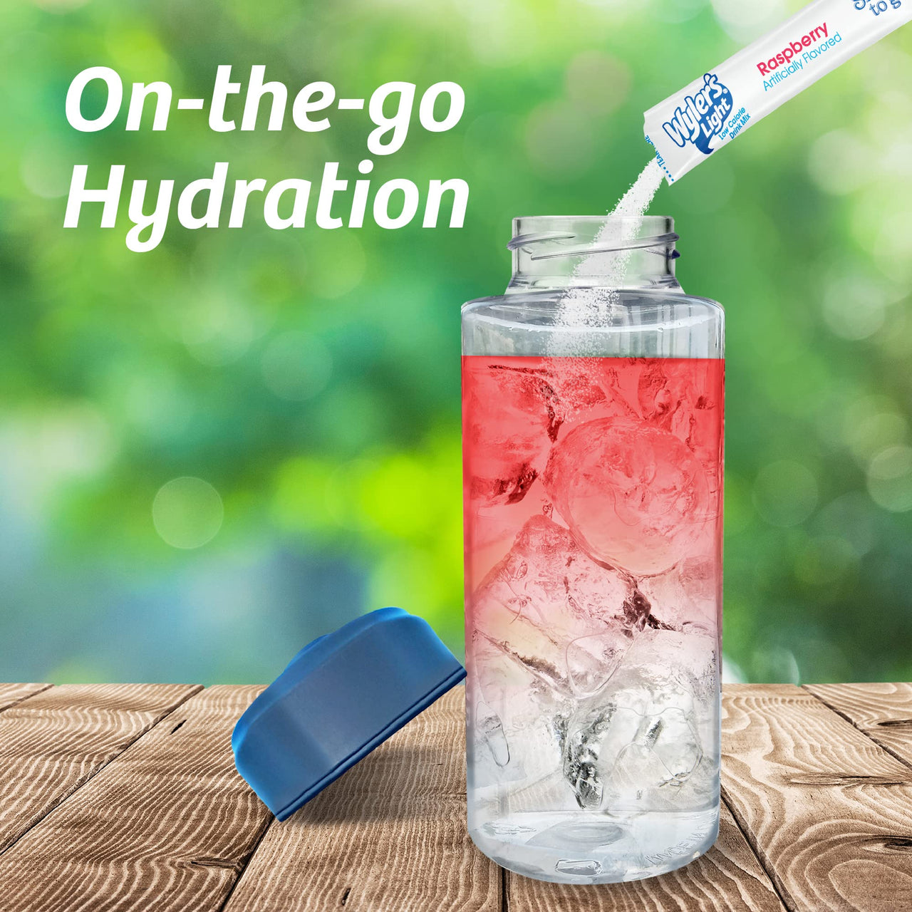 Wyler's  Light Singles To Go Powder Packets, Water Drink Mix, Raspberry, 8 Packets per Box, 96 total Packets (Pack of 12)