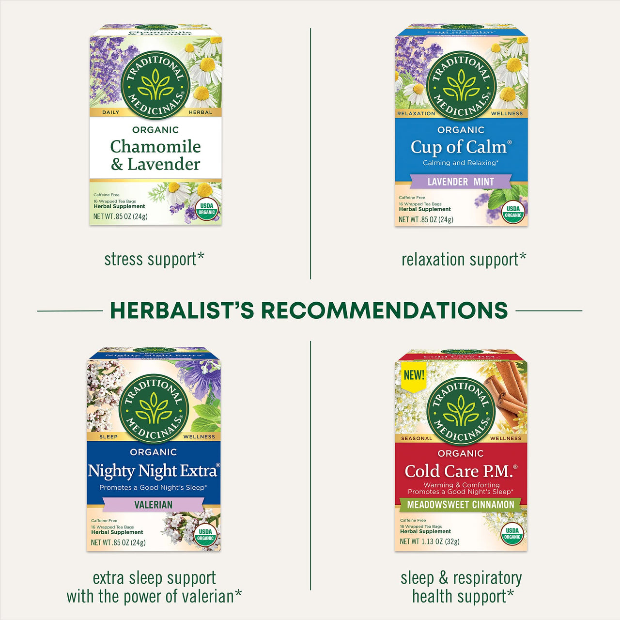 Traditional Medicinals Organic Nighty Night Tea Relaxation Tea, 16 Tea Bags (Pack of 6)