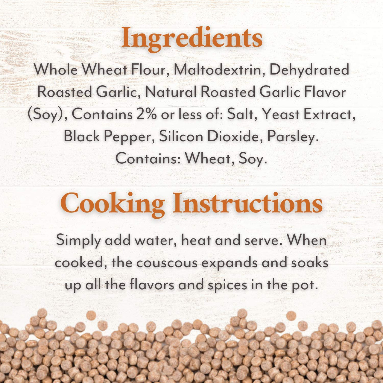 Roland Foods Roasted Garlic Whole Wheat Israeli Couscous, Sourced in the USA, 6.3-Ounce Pouch