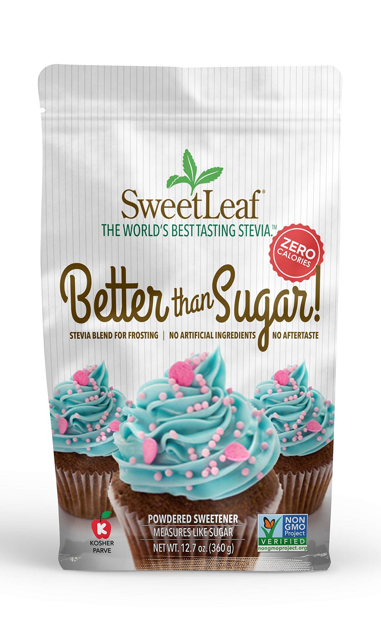 SweetLeaf Better Than Sugar Stevia Powdered Sweetener - Blend for Frosting, Stevia Sweetener, Zero Calorie Sweetener, Sugar Free, Non-GMO, Gluten-Free, Keto Friendly - 12.7 Oz