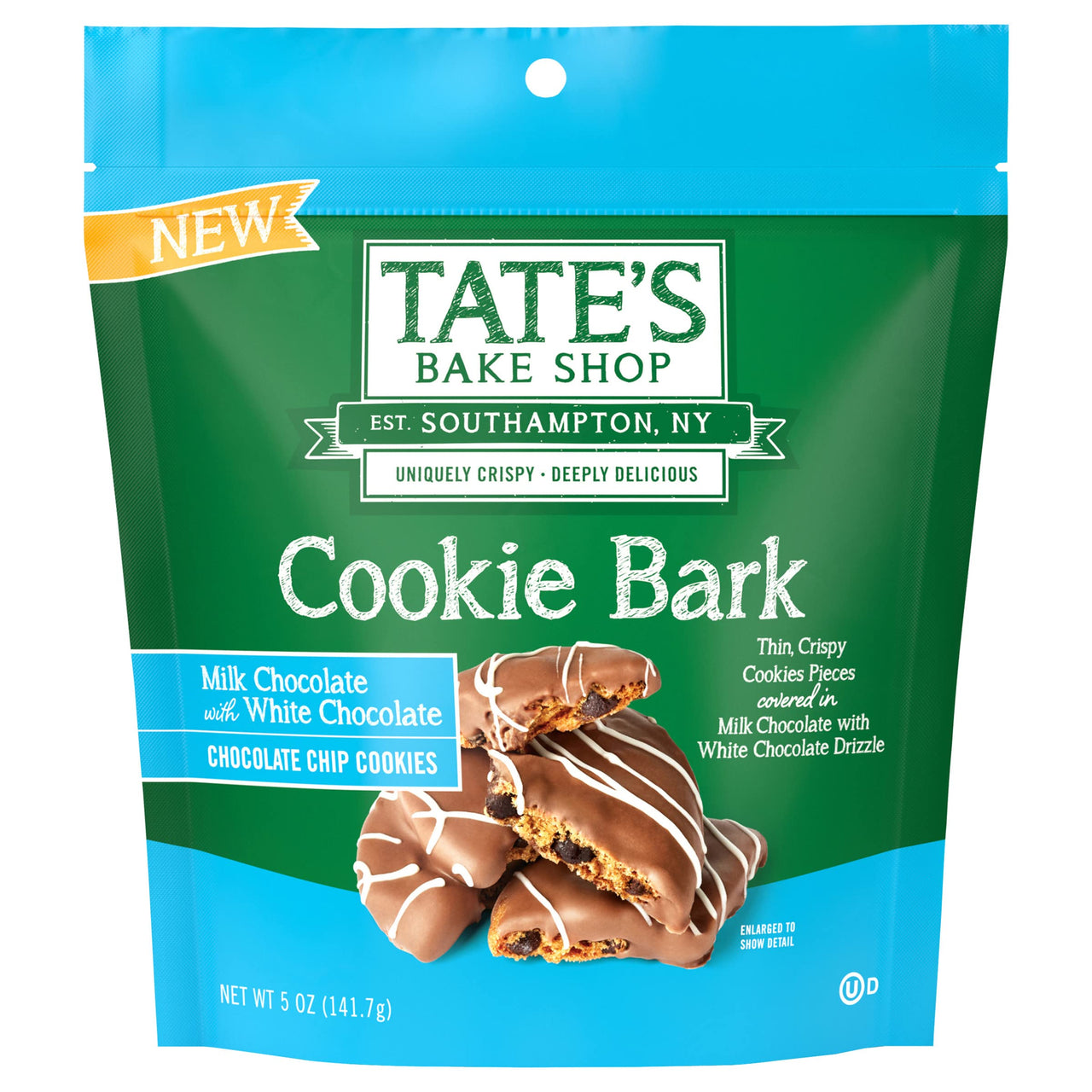 Tate's  Bake Shop Cookie Bark, Chocolate Chip Cookies with Milk Chocolate with White Chocolate Drizzle, 5 oz