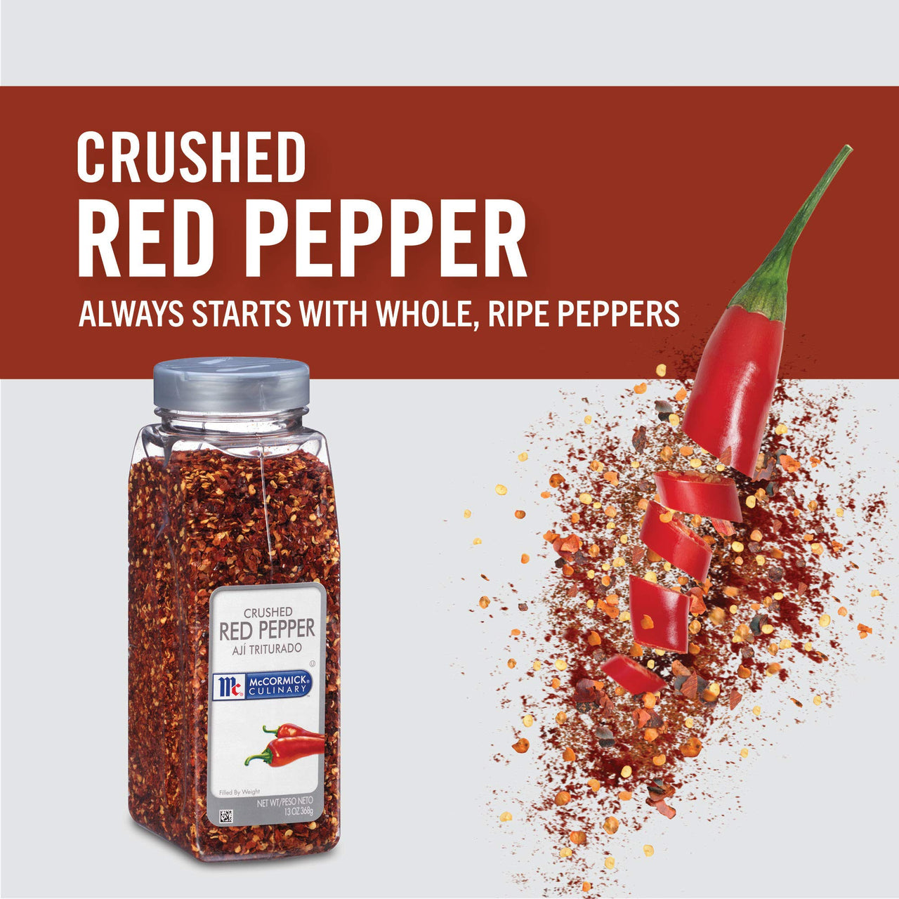 McCormick Culinary Crushed Red Pepper, 13 oz - One 13 Ounce Container of Crushed Red Pepper Flakes, Perfect for Sprinkling Onto Pizza, Beef, Pork and Flatbreads