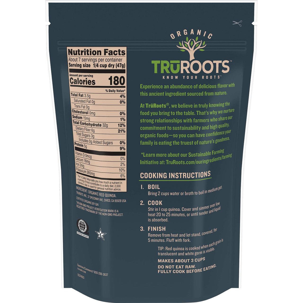 TruRoots Organic Red Quinoa, 12 Ounces, Certified USDA Organic, Non-GMO Project Verified