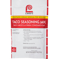 Lawry's  Taco Seasoning Mix, 9 oz - One 9 Ounce Packet of Taco Seasoning Mix, Best for Chicken, Beef, Fish, Pork or Plant-Based Tacos