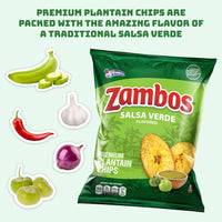Zambos Plantain Chips Salsa Verde, Crunchy Premium Plantain Chips 5.30 oz (Pack of 1)