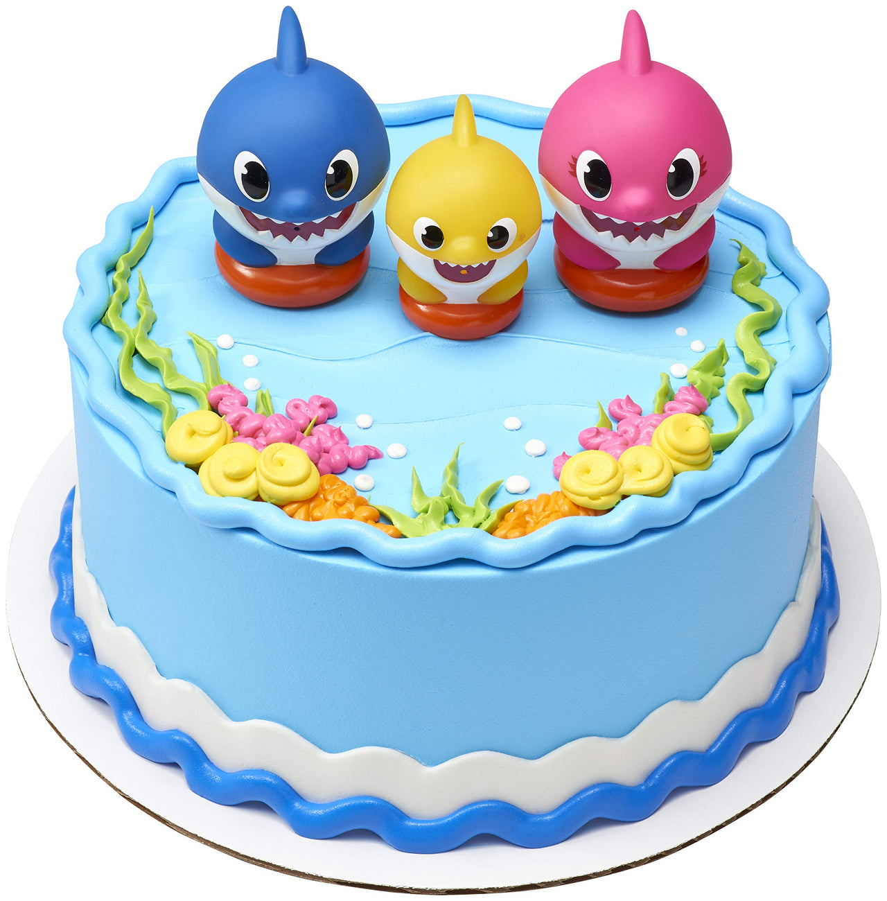 DecoSet Baby Shark Cake Topper, 3-Piece Set with Mom, Dad and Little One, Adorable Decorations with Collectible Figurines